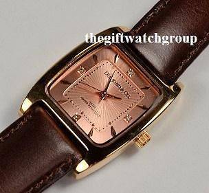   & Co Watch 4 Diamonds18 Carat Rose Gold Plated, Brn Leather Strap