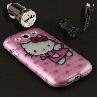 Case+Car Charger for Samsung Galaxy S III 3 S3 Hello Kitty I Cover 