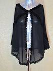 Sheer Black Evening Wrap or Cape Embroidered Lace Trim lovely