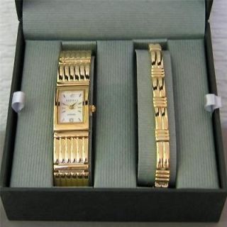 Gold Benrus Ladies Wrist Watch and Bracelet Set New In in Gift Box
