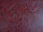 54 wide Faux Leather Upholstery Fabric Tooled Paisley Rouge By the 