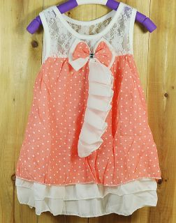   infant baby girls dress pink white girl clothing with cute bow