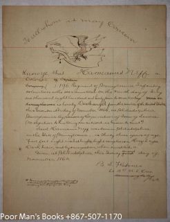 HANDWRITTEN DOCUMENT SATIRIZING MILITARY DISCHARGE PROCEDURES 1864 