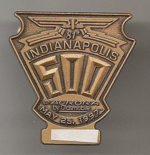 1997 Indianapolis 500 Bronze Pit Badge Arie Luyendyk Indy Aurora Olds