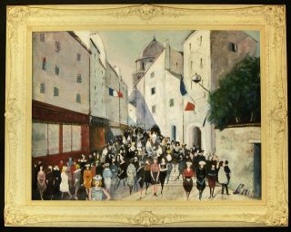   Painting Oil on Canvas, Jour de Fete, Charles Levier (1920 – 2003