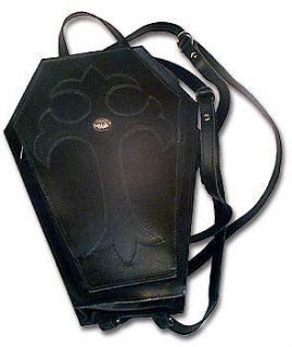 Coffin Shaped Black Leather Backpack by Alchemy Gothic   IDEAL GIFT