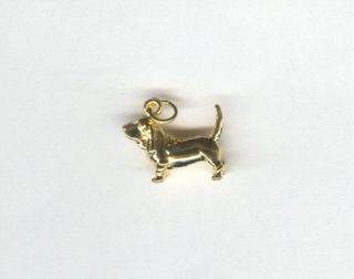 24K Gold Plated Basset Hound Dog ~ 3D ~ Dog Charms