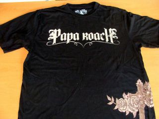 Papa Roach Roses On My Grave Mens Black Tee Shirt size Large by Chaser