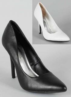 New Classic Pointy Toe High Heel Pump Black White Anne Michelle 