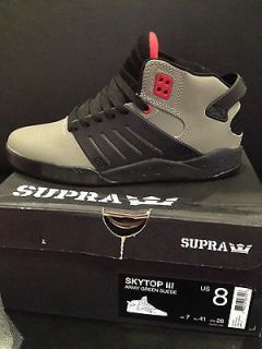 BRAND NEW Supra Skytop III, Army Green Suede   Size 8