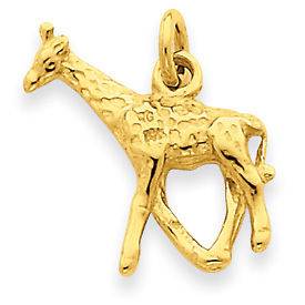 New 14k Yellow Gold Solid & Polished 3 Dimensional Giraffe Charm
