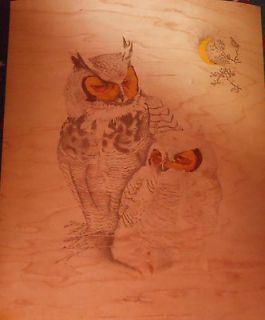 Rotary Cut Wood Veneer sheet with Lithograph Image of Great Horned Owl 
