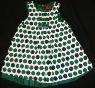 The Childrens Place Girls Green Polka Dot Holiday Dress Size 18 