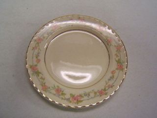 Vintage Crooksville China Bread Plate #CRO283 Pink Floral Gold Rim VGC