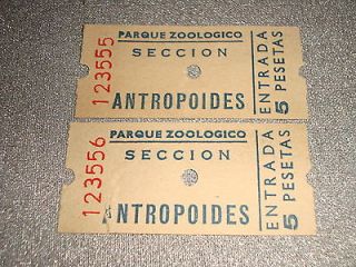 Spain Barcelona 1969 zoo park 2 collectible entrance tickets 