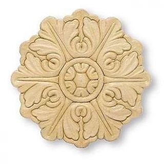 Lot 4 Pc Birch Wood Gingerbread Appliques Round Medallion 5