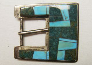 Darrell Brown Choctaw Sterling Silver Turquoise Inlay Belt Buckle 54g