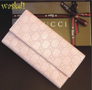   baby pink Leather GUCCISSIMA checkbook trifold Wallet NIB Authentic