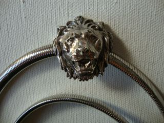 Accessocraft NYC necklace vintage lions head silver tone wide pendant 