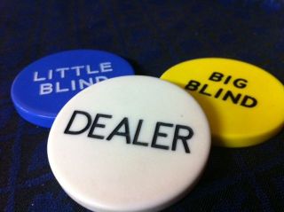 Dealer Button W/ Large Little & Big Blind poker chips Small , All 2 