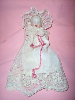 Vintage/Antiqu​e All Bisque Chubby Baby Doll Jointed Miniature Mini 