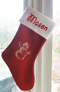   Personalized Embroidered Quilted Red Holiday Christmas Stocking