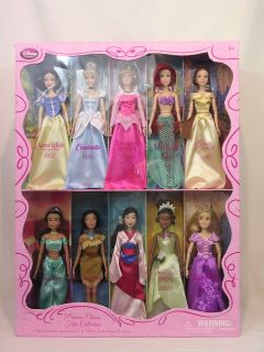 Classic Disney Princess 10 Doll Gift Set Jasmine Rapunzel Ariel Tiana 