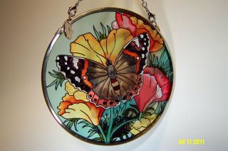 AMIA Stained Glass Suncatcher Red Admiral Small Circle