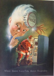1948 COCA COLA   COKE   SPRITE BOY   SANTA CLAUS  CHRISTMAS Print Ad
