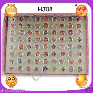   Lots   72pcs x Disney Princess Fancy Ring Box Set for Kids Party HJ08