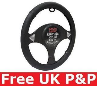 All Leather Black Steering Wheel Cover Glove for FORD FIESTA VAN 02 08 