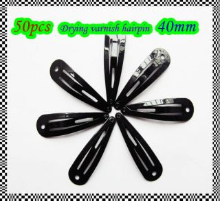   Accessories Black round Hole Snap Clip 40mm Craft Girl Hair Bow F52