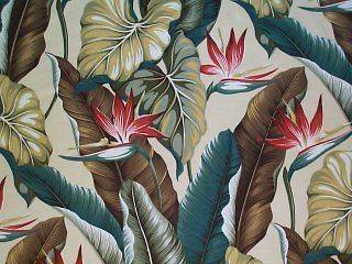 PAIR 84x50 Tropical Hawaiian Barkcloth Fabric Drapes ~Bird of Paraise 