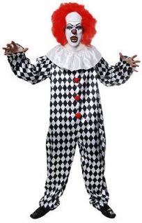 HARLEQUIN SCARY CLOWN BALD HEAD RED WIG SIZE XL PENNYWISE IT FANCY 
