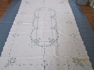   White Embroidered Cutwork Tulip,Lily Design Tablecloth,12 Napkins