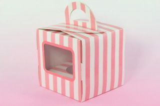 5x Bakery Box Gift Boxes Cupcake Pastry Muffin Treats, Pink/White 
