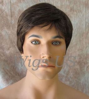 Wigs Classic handsome Brown Silver Grey Style choose color mens full 