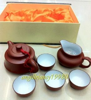 Chinese Art Purple Clay Pottery Stoneware Teapot Cup Tea Pots Sets A