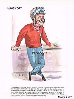 Les Leston , Grand Prix , Cooper Climax ,1956 Caricature Print