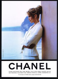 1995 Claudia Schiffer Chanel Magazine Fashion Print Ad