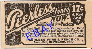 1922 PEERLESS WOVEN WIRE & FARM FENCE AD CLEVELAND OHIO