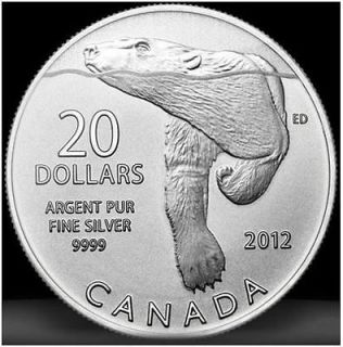 20 Pure Silver Commemorative Coin   Polar Bear 2012 Canada