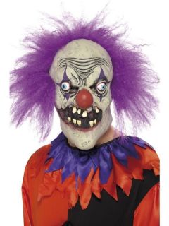 Adult Mens Evil Clown Mask, Latex Scary Clown Smiffys Halloween Fancy 
