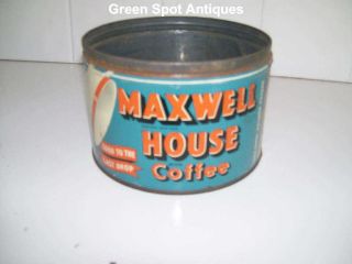 Maxwell House Coffee Tin, Orange, Blue, White, No Lid
