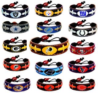 NFL Leather Football Bracelet Assorted Teams New Licensed Product
