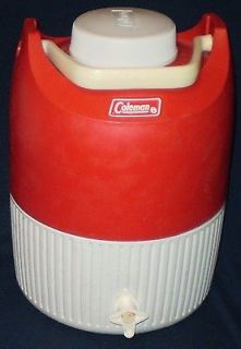   Red Coleman Steel Belted 1 Gallon Water Beverage Cooler Jug With Cup