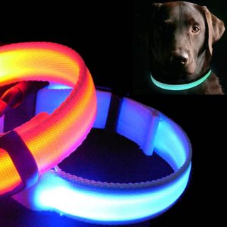 Nylon Flashing Dog Collar Pets Collar Flashing LED Light For 