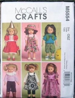   Pattern 5554 Veratile Wardrobe Fits 18 Doll Clothes & American Girl