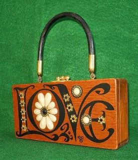 Enid Collins Wood Love Box Bag Vintage 60s Original Jewels New 