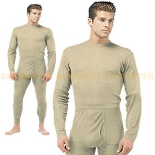 Sand Tan Silk Weight Polypropylene Fleece Long Underwear Base Layer 